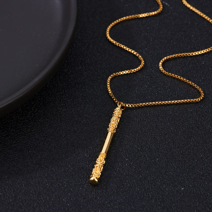 Golden Cudgel Stainless Steel Pendant Necklace