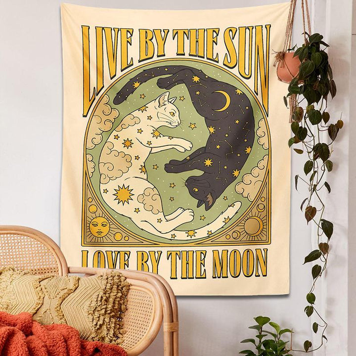 Sun Moon Cat Tapestry Wall Hanging