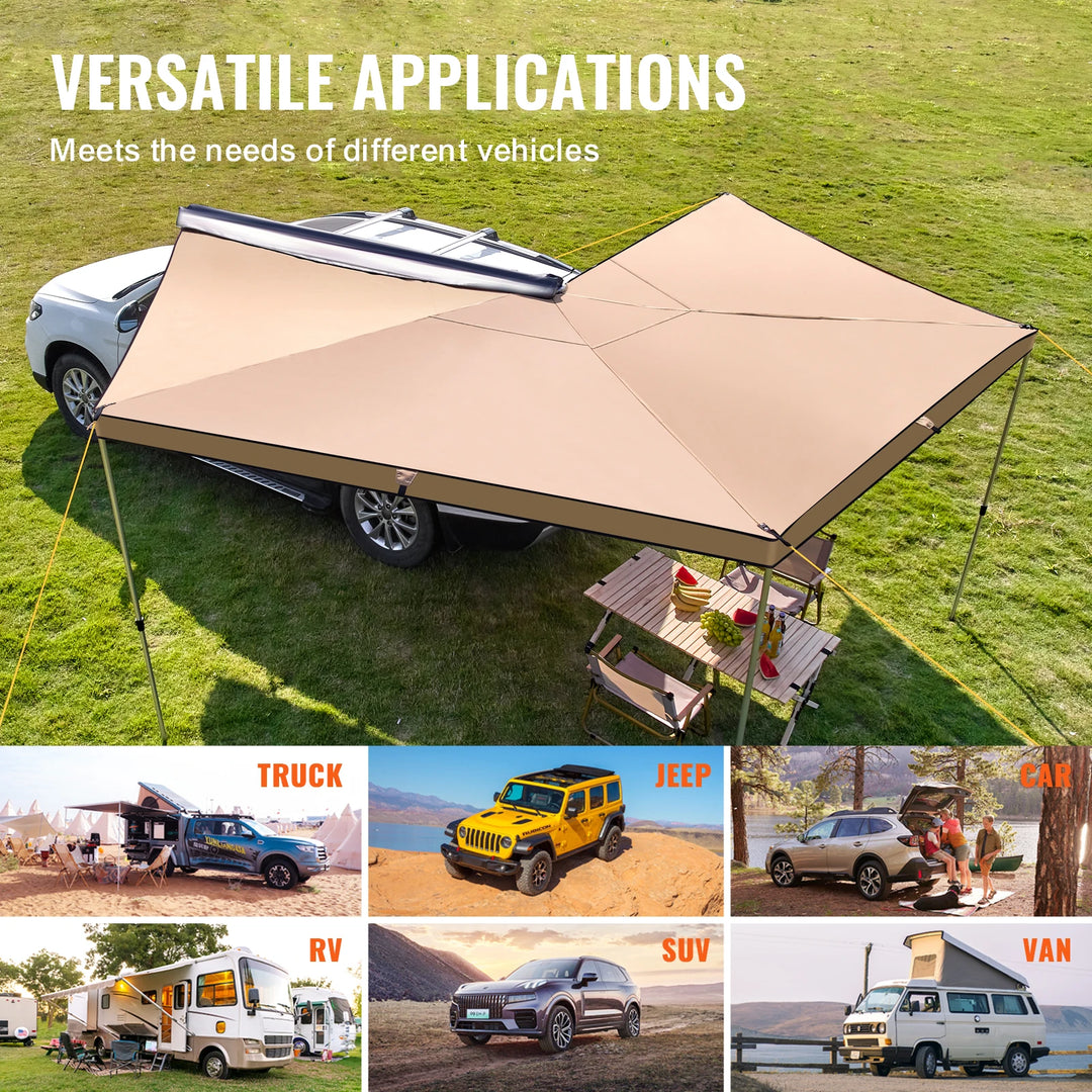 Retractable 270° Car Side Awning UV50+ Waterproof Shelter