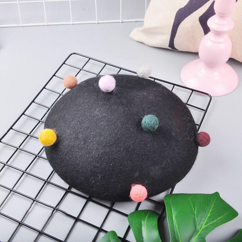 4-Color Kids Beret with Pompom