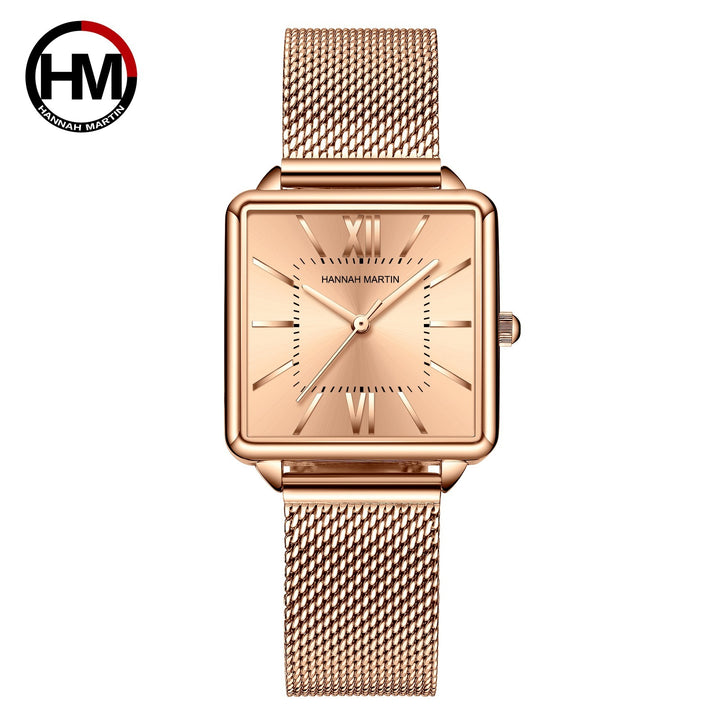 Square student quartz ladies watch