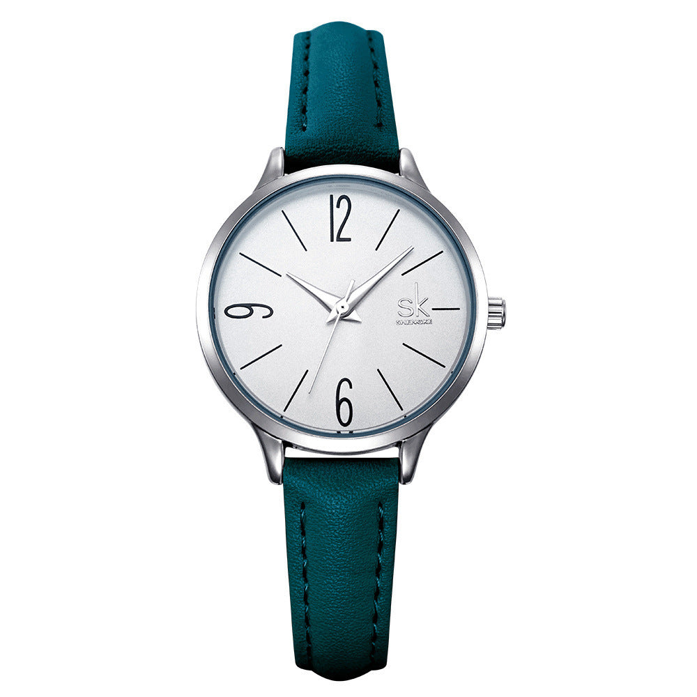 Shengke New Fashion Leather Strap Ladies Watch