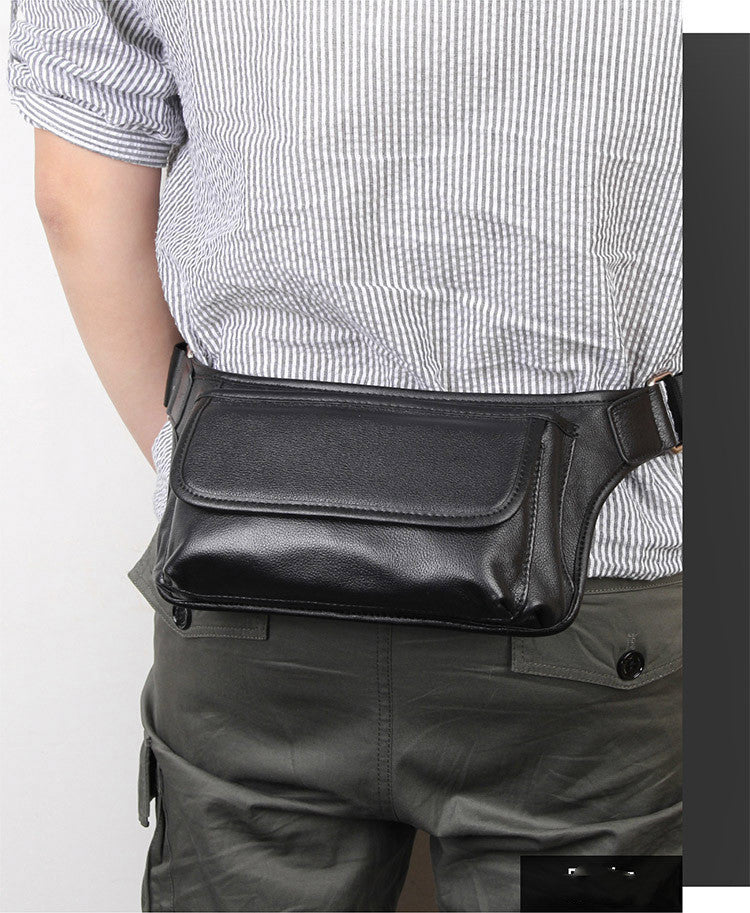 New Men's Waist Bag Compact And Practical Leather Top Layer Cowhide Small Satchel