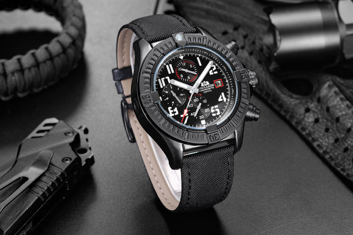 Automatic Mechanical Luminous Canvas-shaped Leather Multifunctional Men's Watch