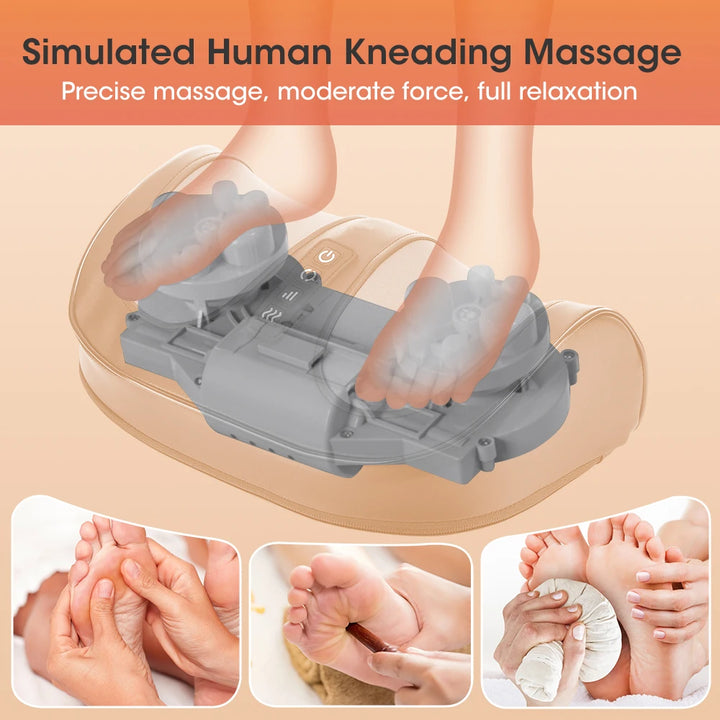 Electric Foot & Calf Massager with Deep Kneading, Hot Compress & Adjustable Strength