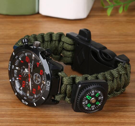 6 En 1 Tcticos Al Aire Libre EDC Supervivencia Ajustable Pulsera Brjula Rescate Paracord Camping Equipment Herramientas