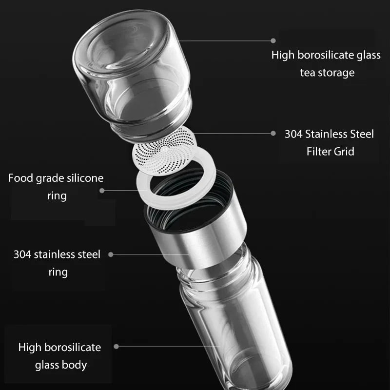 Creative Insulated Glass Water Bottle with Tea Infuser