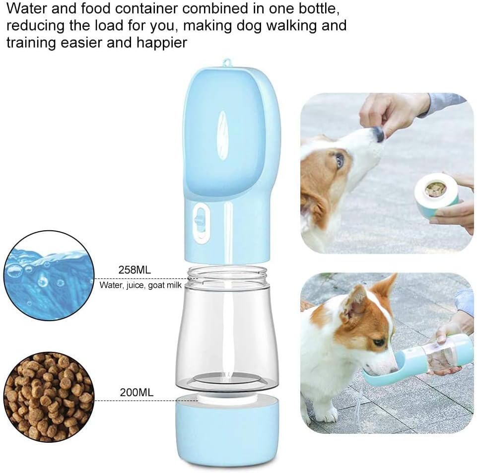Portable Pet Water Bottle with Integrated Food Bowl
