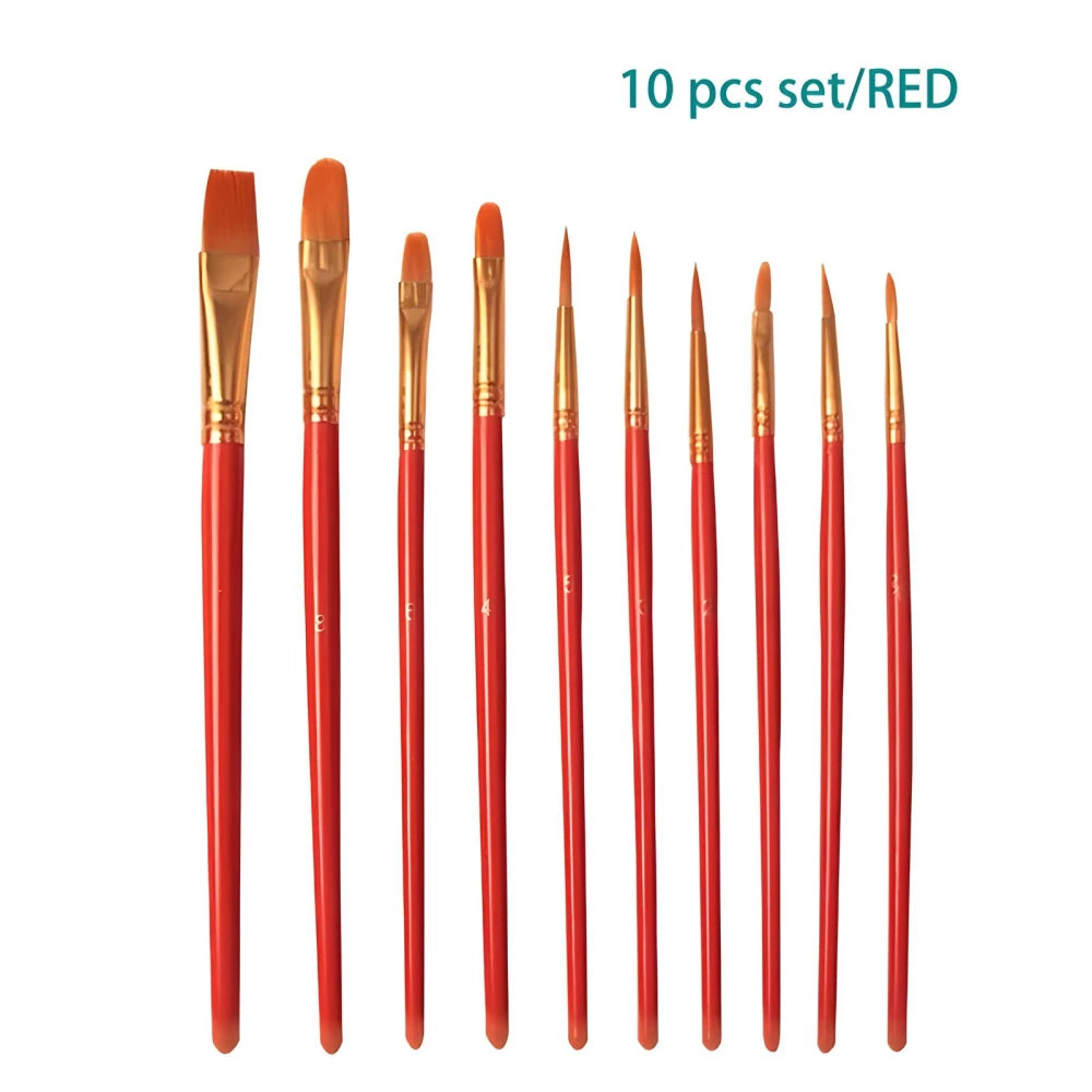 10-Piece Nylon Hair Artist Painting Brush Set