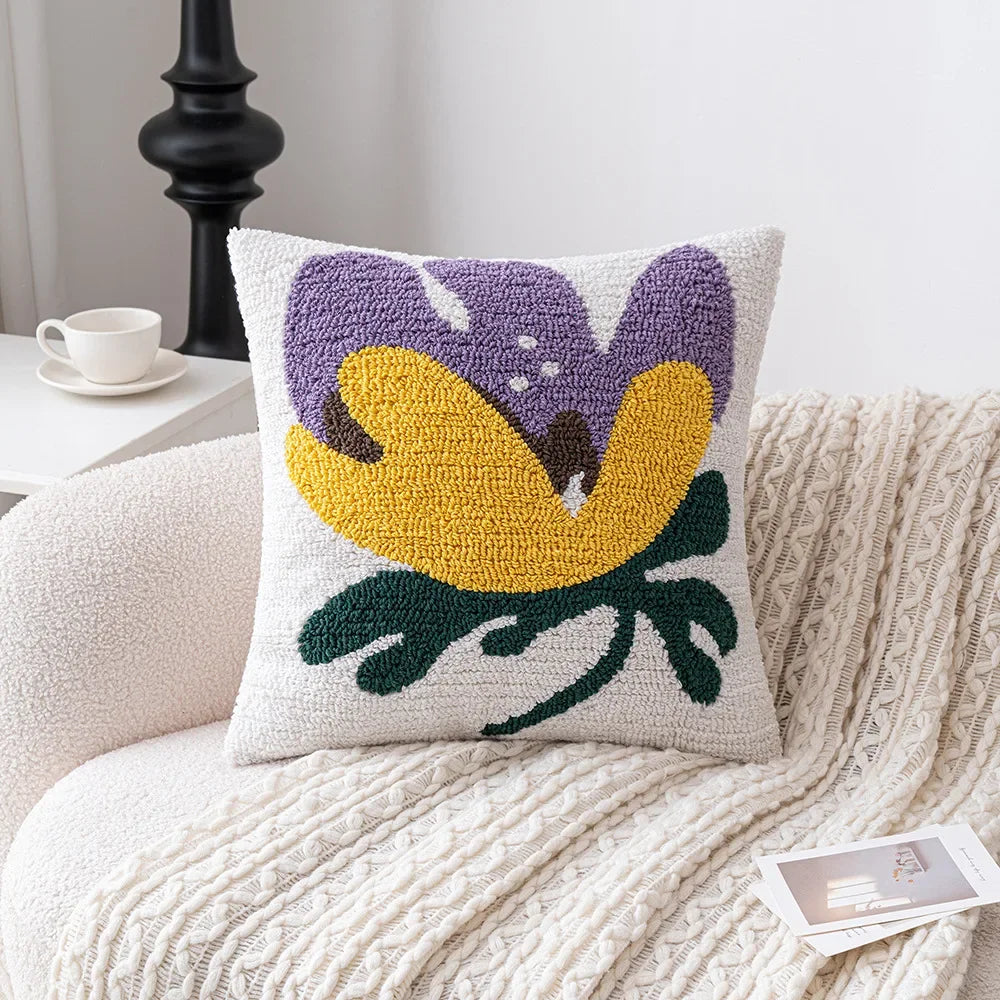 Modern Geometric Tufted Embroidered Cushion Cover