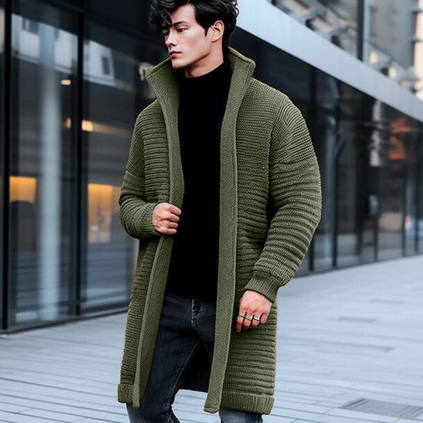 Men's Solid Color Mid-length Sweater Coat Men's Clothing