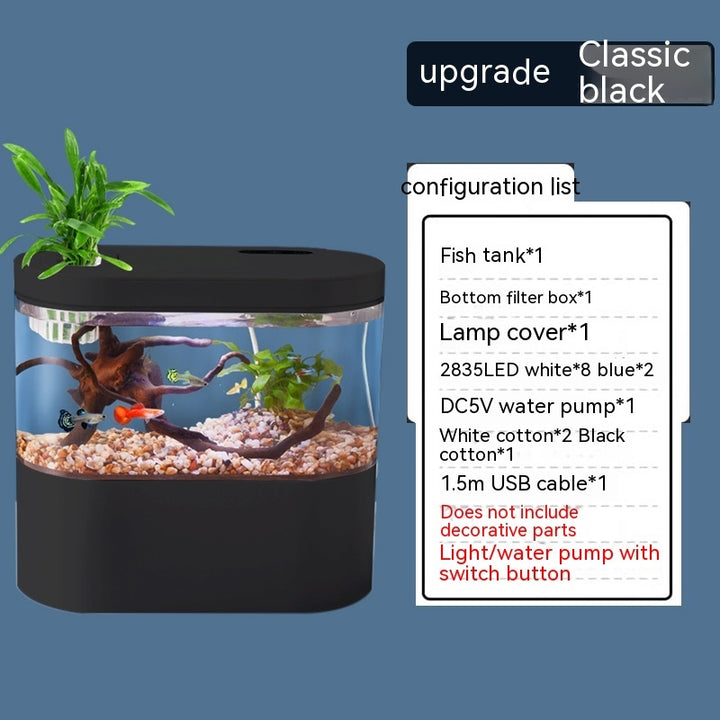 Aquarium Ecological Landscape Desktop Self-circulation Mini Small Change Water Household Fish Tank