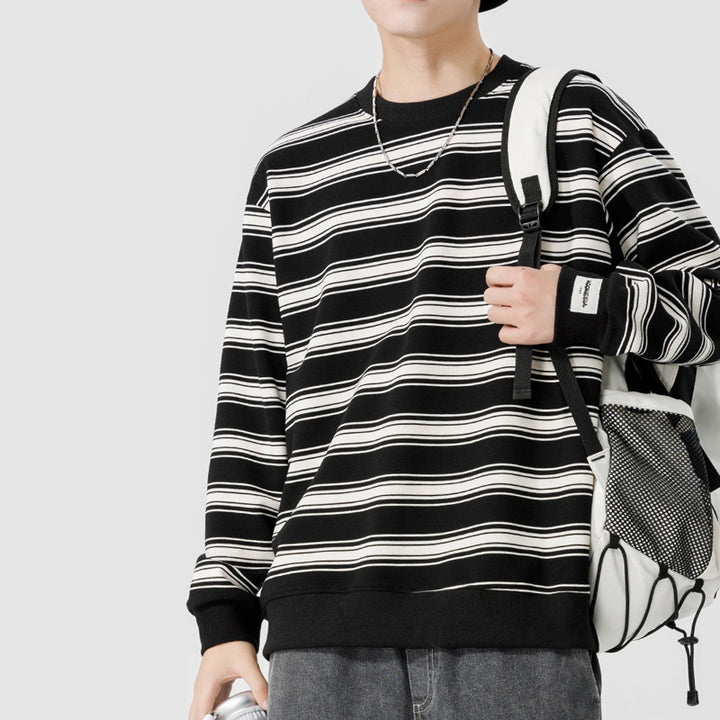 Black White Striped Sweatshirt