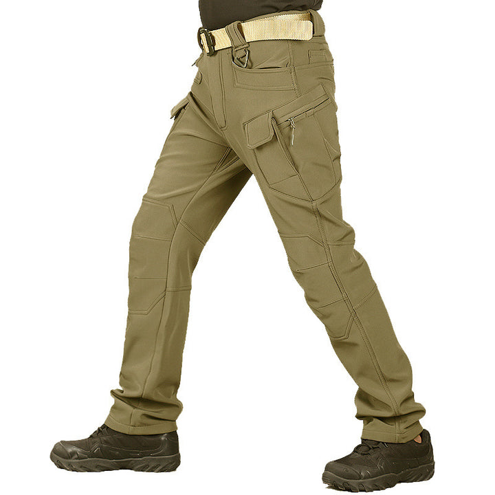 Outdoor Soft Shell Tactical Pants Men's Ski Multi-bag Fleece Wear-resistant