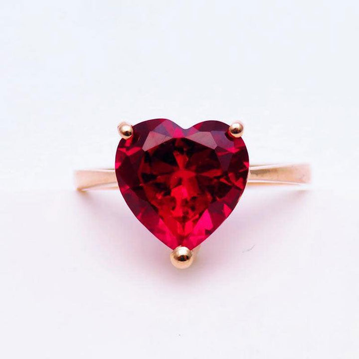 18K Color Gold Love Set Red Stone Ring - Trendha