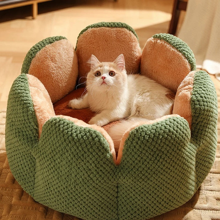 Pet Kennel Cactus Petal Shape Large Space Soft And Warm Sleeping Nest Cat And Dog Kennel Mat