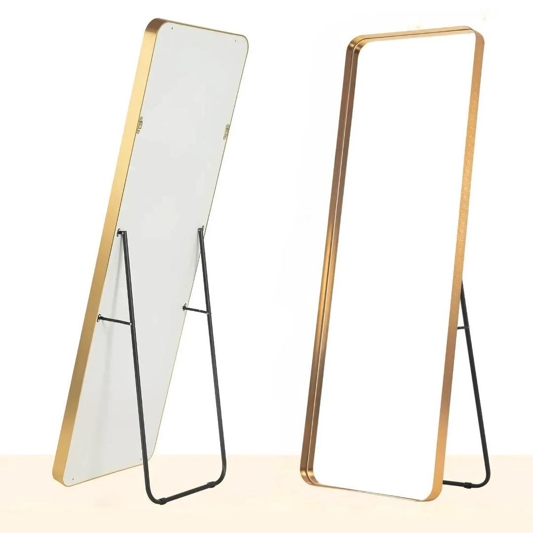 Gold Full-Length Mirror with Stand - Modern Aluminum Alloy Frame