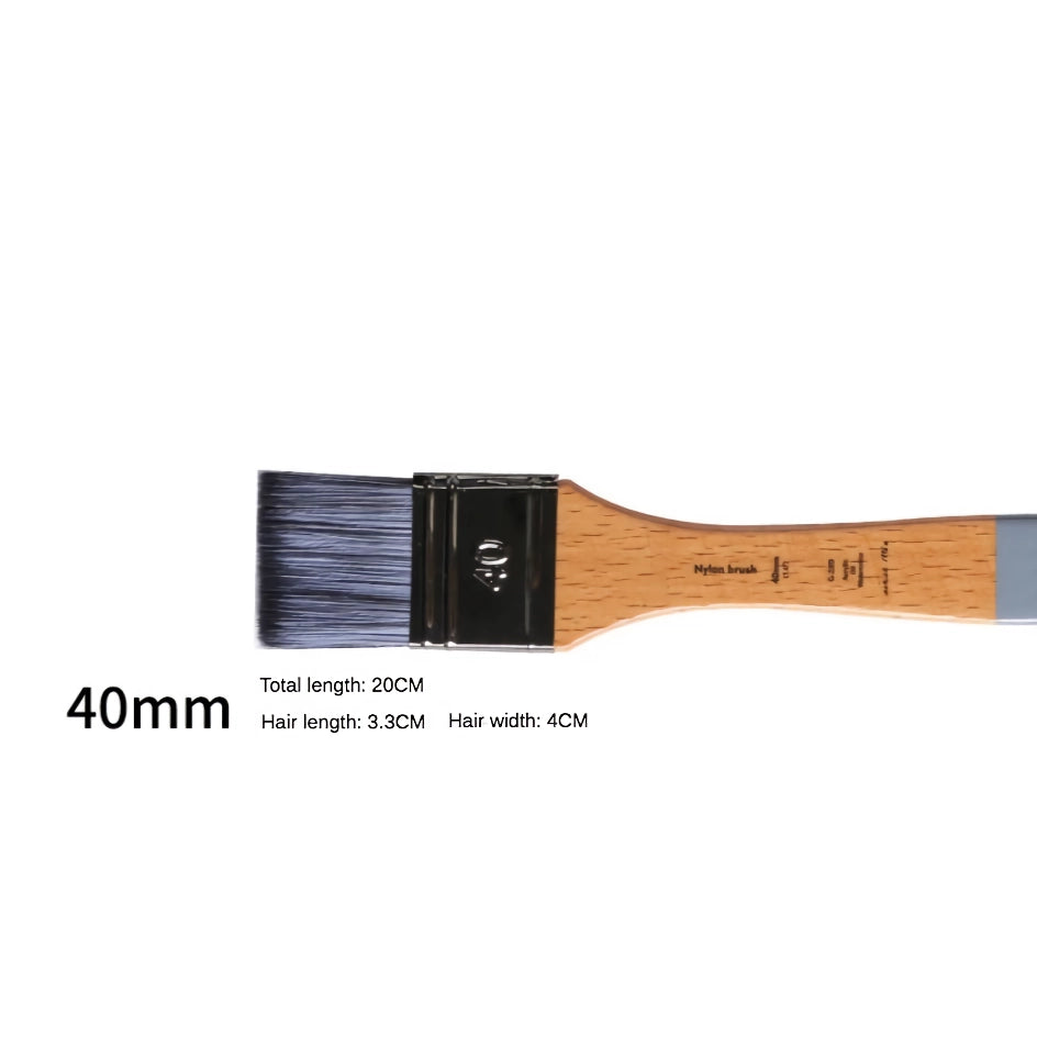 Flat Head Nylon Hair Paint Brush - Versatile Oil & Acrylic Artist Brush