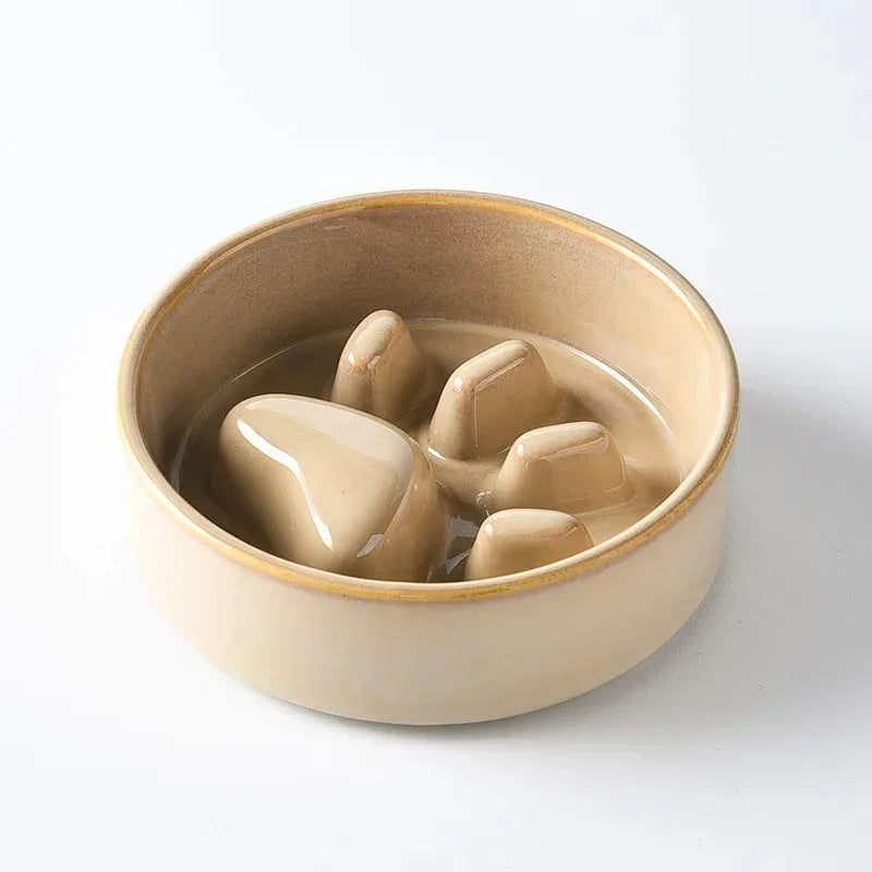 Japanese-Style Ceramic Slow Feeding Bowl for Pets