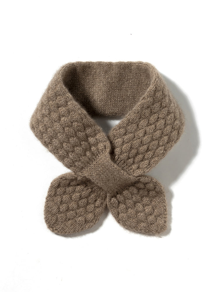 100% Pure Cashmere Moss Stitch Bowknot Scarf