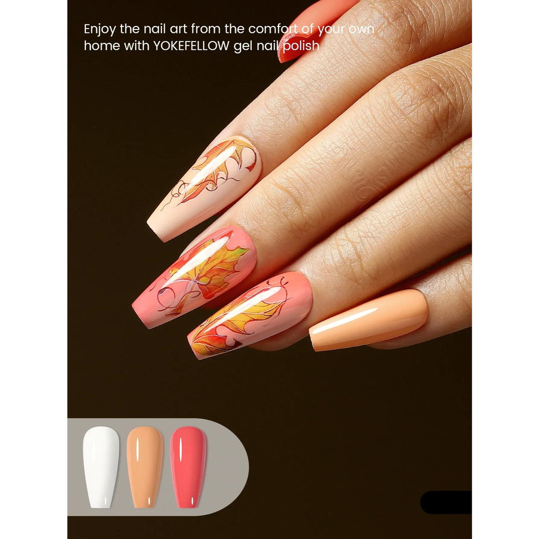 6PCS Fall Orange Yellow Glitter Gel Nail Polish Kit