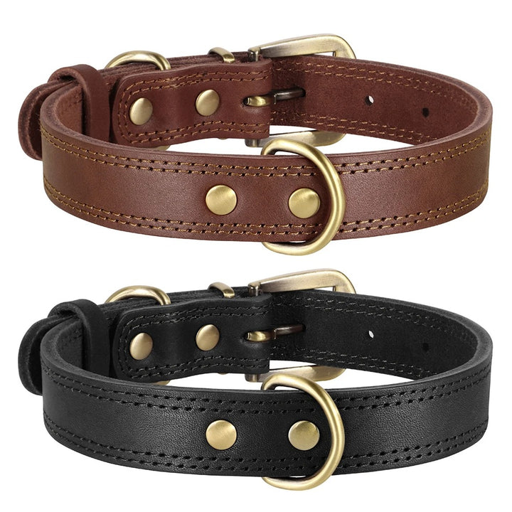 Genuine Leather Dog Collar Durable and Adjustable for Small and Large Dogs