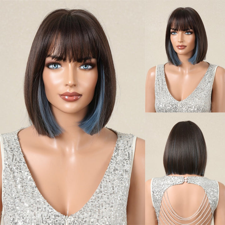 Qi Bangs Bobhaircut Women's Wig