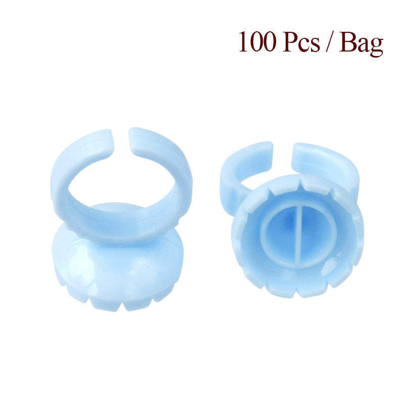 Heart-Shaped Disposable Eyelash Glue Rings - 100Pcs