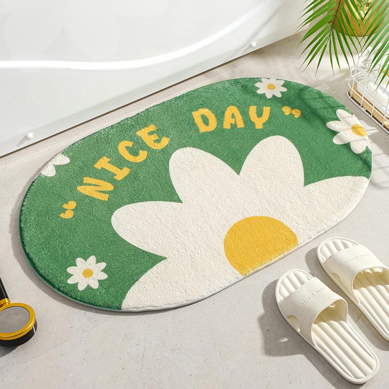 Soft Floral Non-Slip Absorbent Floor Mat for Home