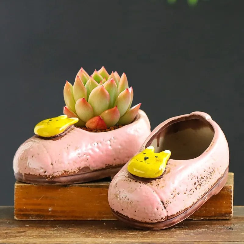 Charming Ceramic Boot Vase for Succulents and Flowers