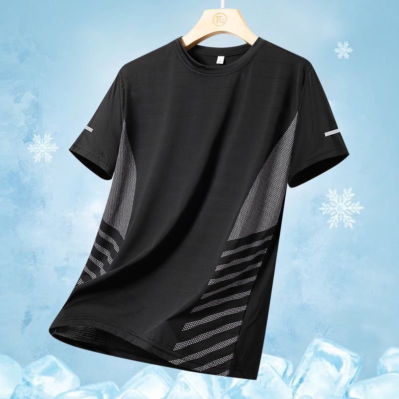 Summer Ice Silk Quick-Dry Running T-Shirt with Reflective Print