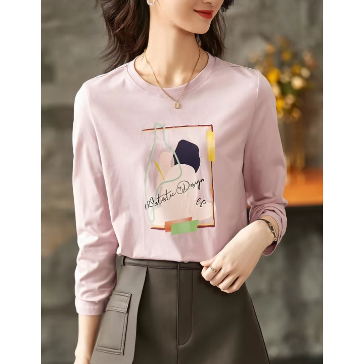 Cotton Long Sleeve Pink T-Shirt