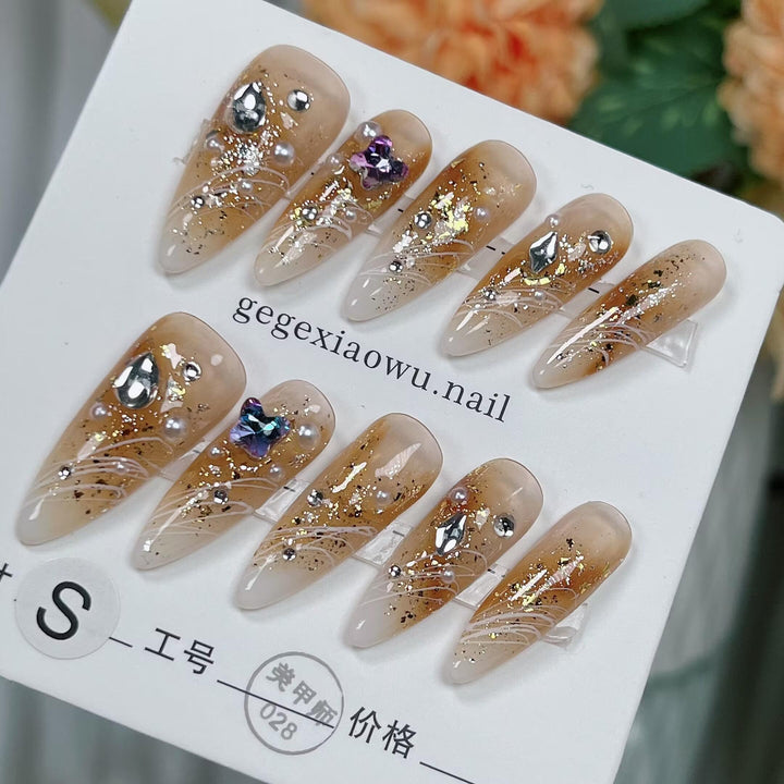 Handmade Detachable Almond Wear Nail Stickers