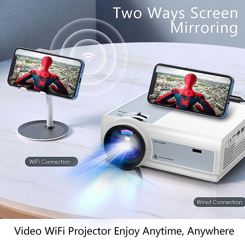 Full HD 1080P 4K Mini LED Portable Projector with WiFi & 4G Connectivity