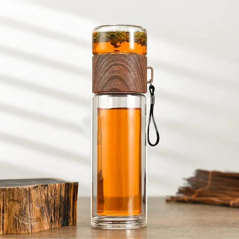 Creative Insulated Glass Water Bottle with Tea Infuser