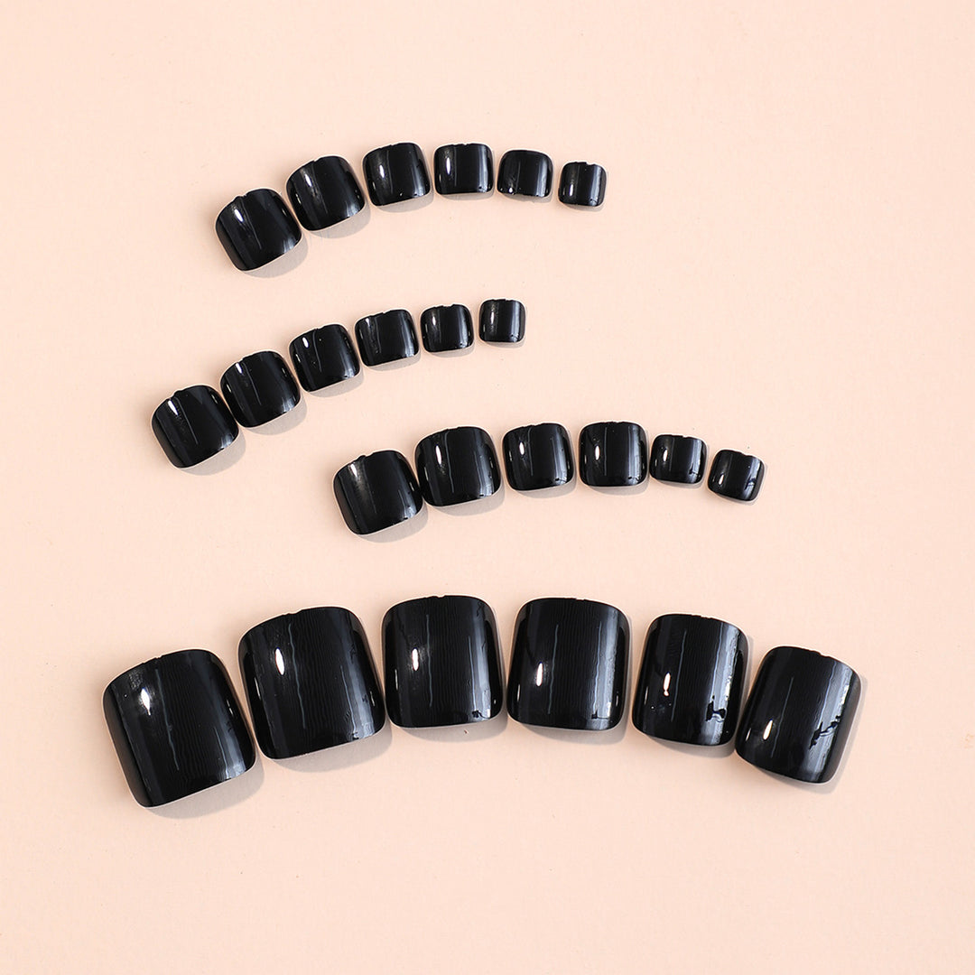 24pcs Black Glossy False Toenails