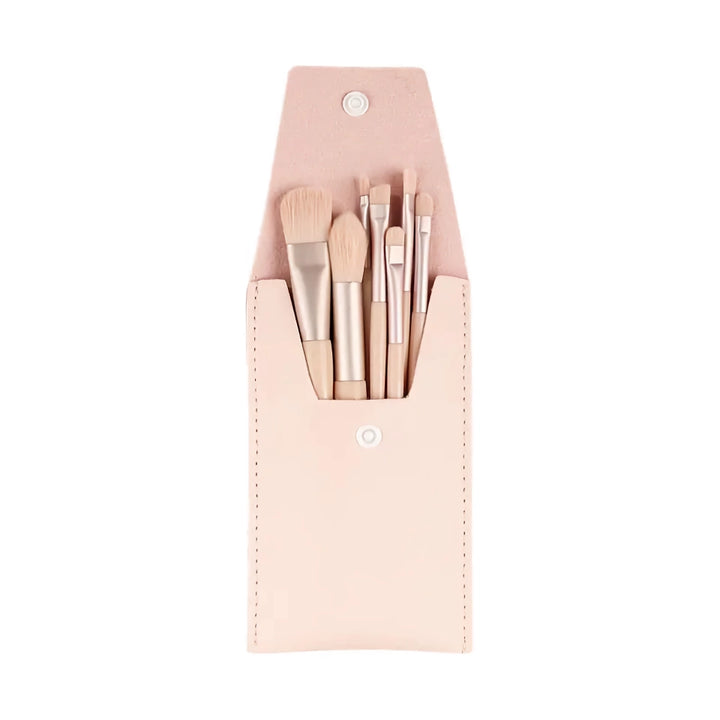 8Pcs Mini Makeup Brush Set - Portable Travel Cosmetic Brushes