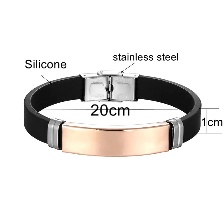 Unisex Stainless Steel Silicone Initial Bracelet