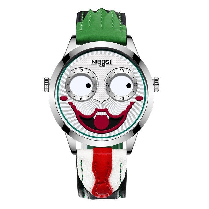 Russian Clown Men's Watch Leather Waterproof