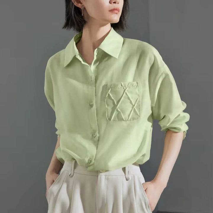 Autumn Lyocell Ice Silk Long Sleeve Blouse