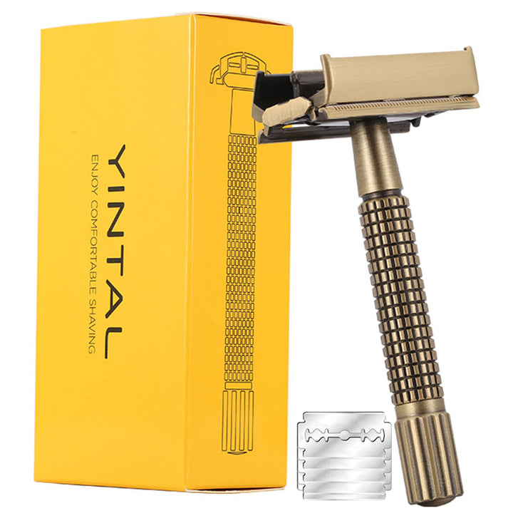 Classic Brass Safety Razor with Butterfly Mechanism