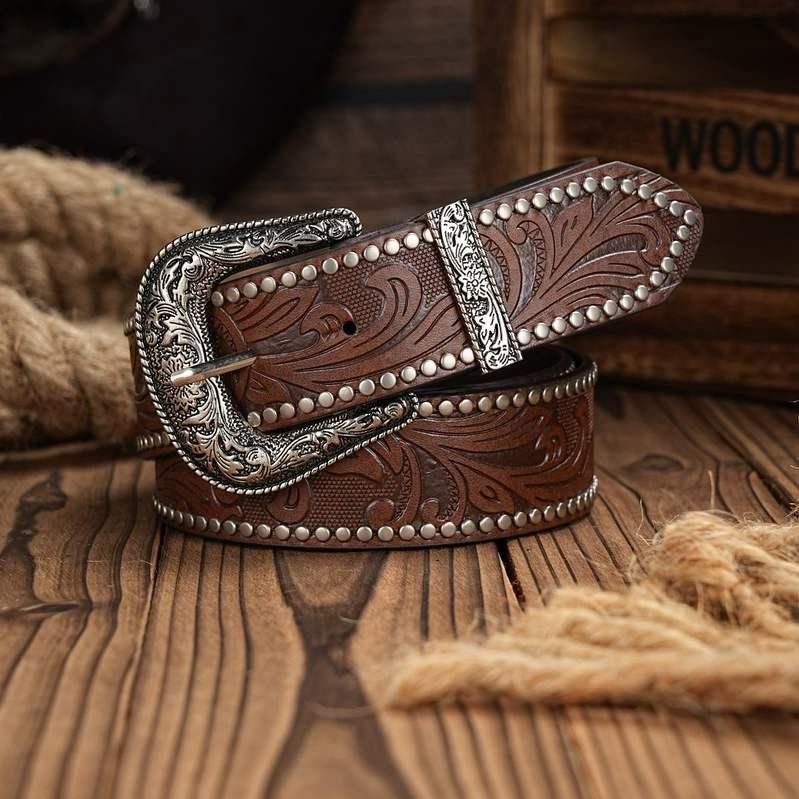 Western Cowboy Leather Belt