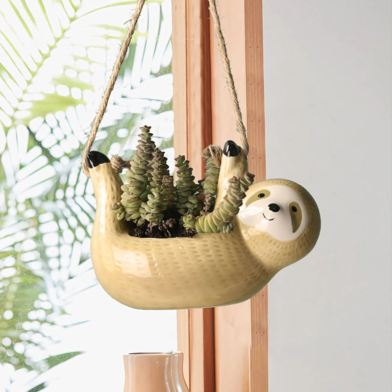 Sloth Hanging Ceramic Wall Vase