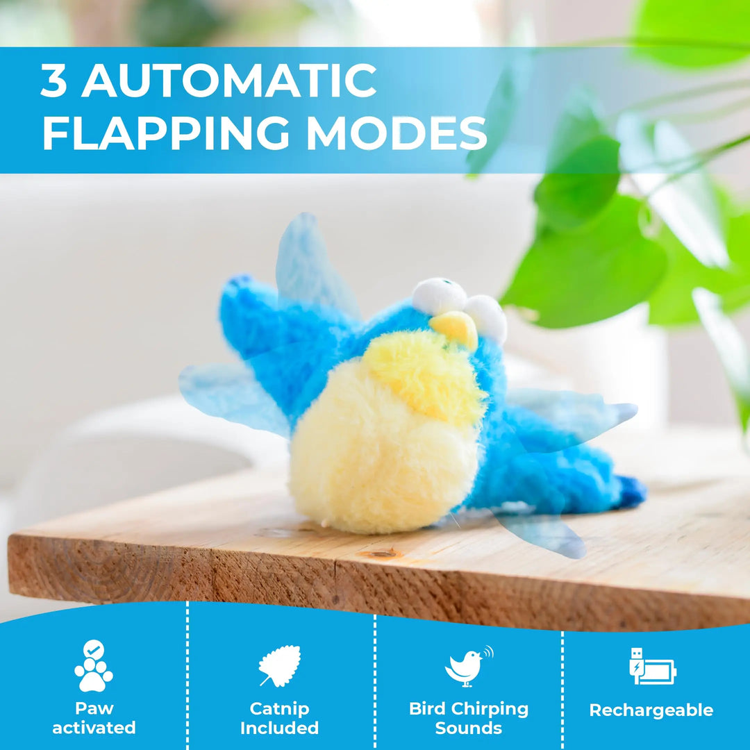 Flapping Bird Cat Toy with Chirping Sounds and Catnip