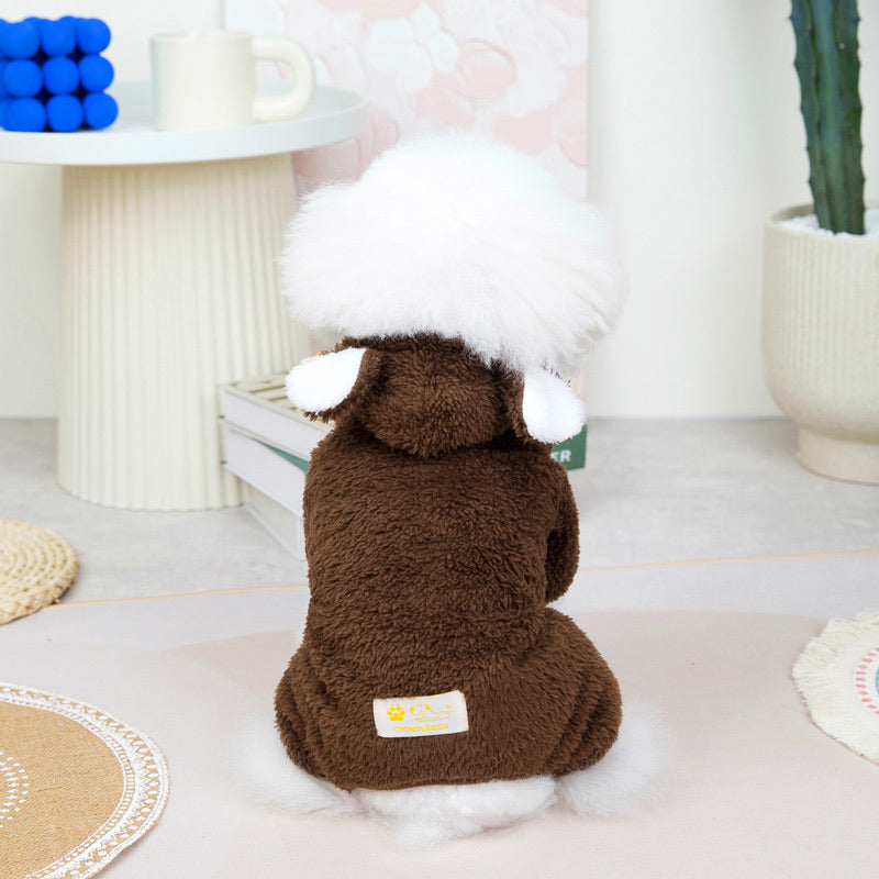 Cozy Fleece Pet Hoodie Jumpsuit