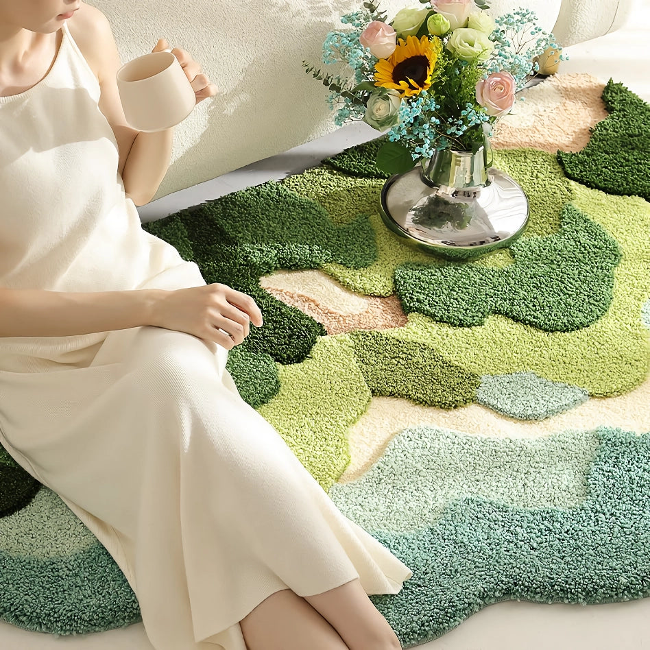 Modern Irregular Mountain Forest Flocked Carpet