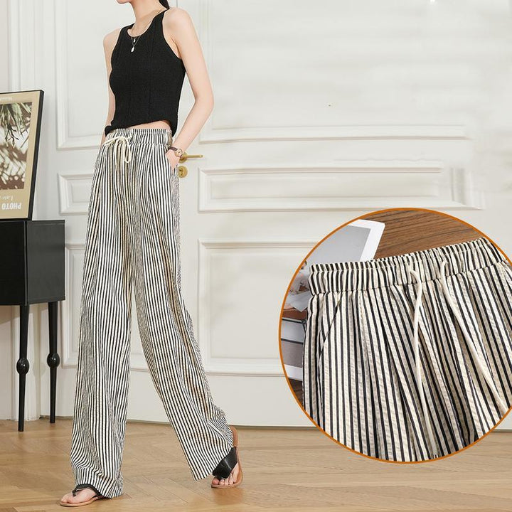 Women's Casual Wide Leg Striped Pants