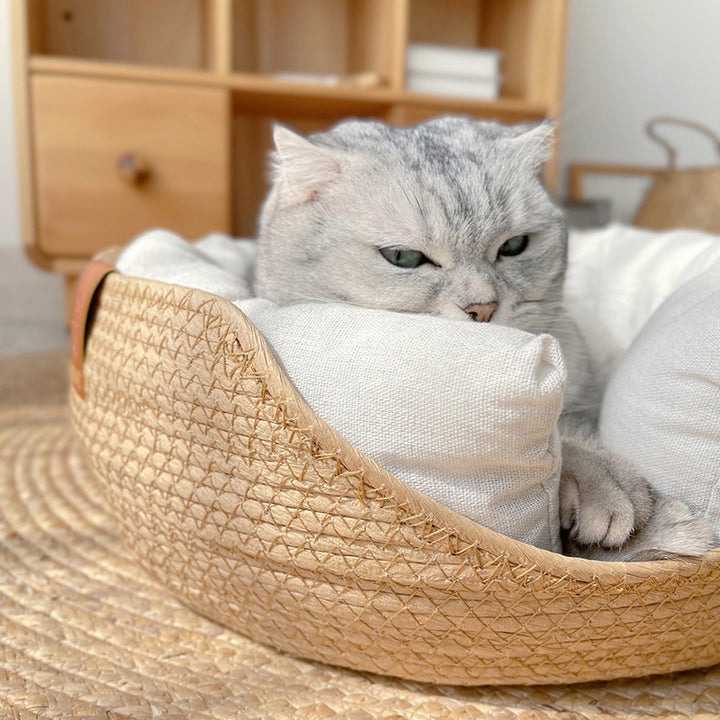 Handmade Bamboo Weaving Cat & Puppy Bed