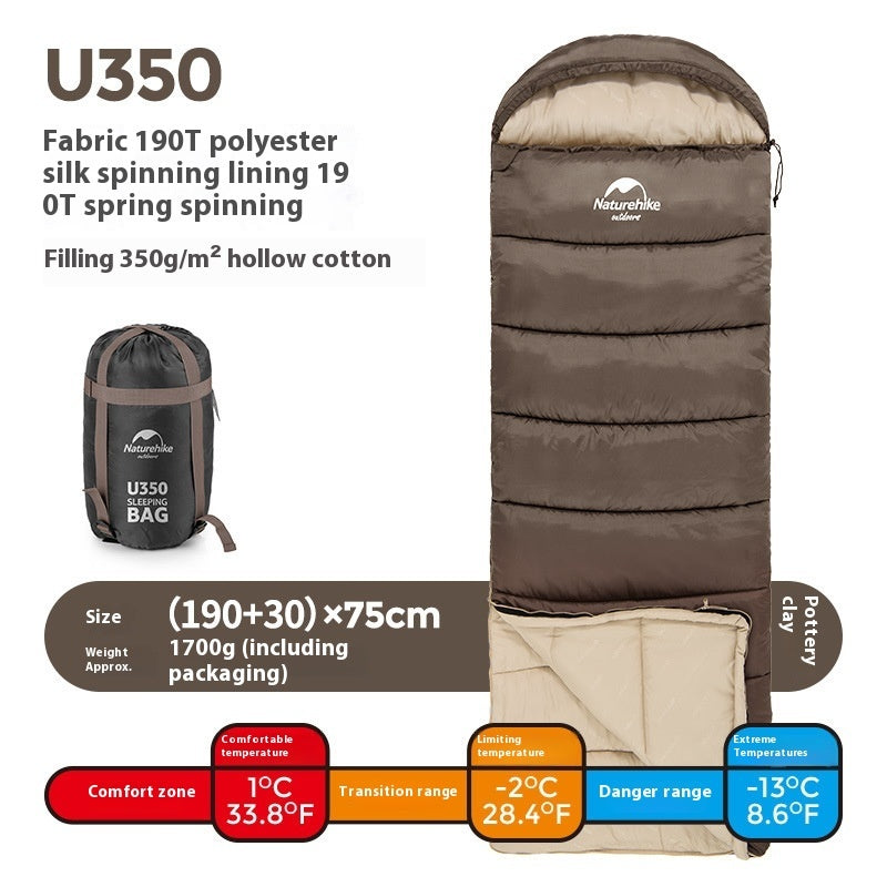 Naturehike Series Envelope Hooded Sleeping Bag Outdoor Camping Autumn And Winter Cold-proof Double