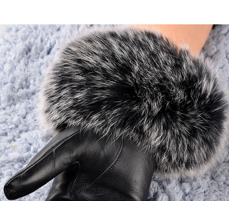 Women's Sheepskin Fleece-lined Warm Gloves